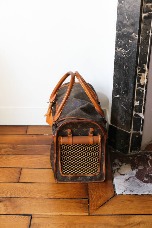 Louis Vuitton sac de voyage vintage pour chat / petit chien