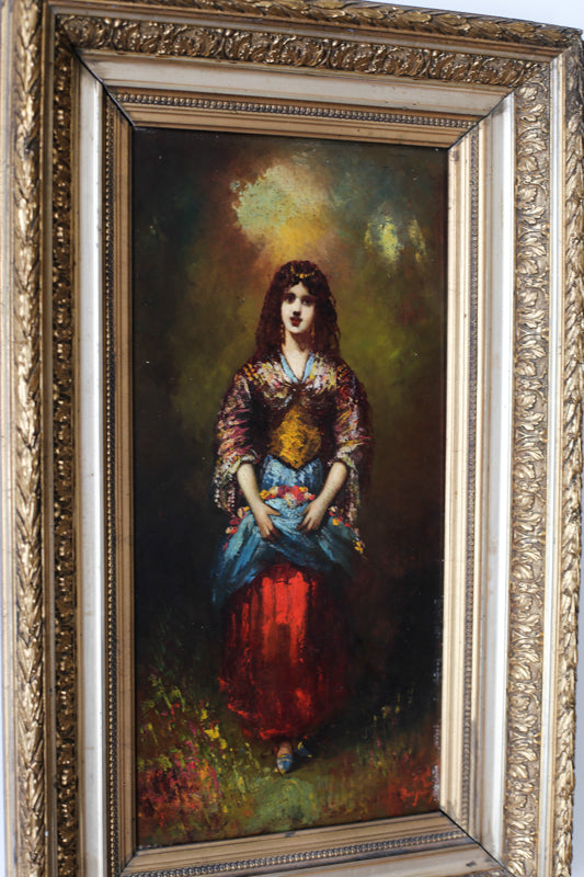 Frédéric Borgella (1833 - 1901) "La danseuse orientale" Huile sur panneau