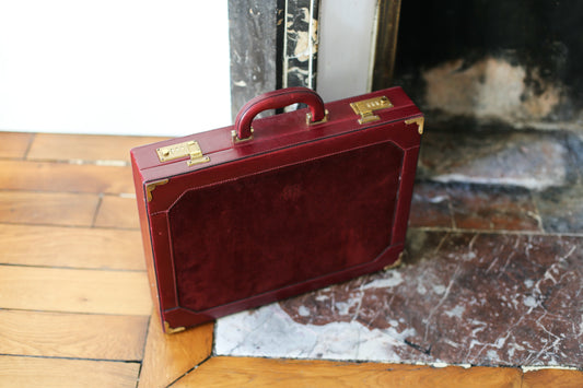 Cartable Balenciaga vintage en cuir et daim bordeaux