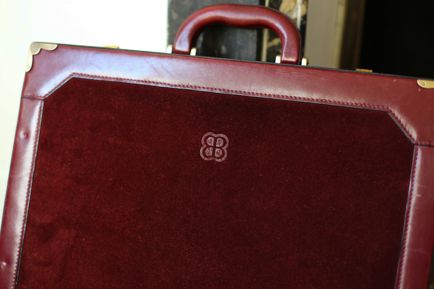 Cartable Balenciaga vintage en cuir et daim bordeaux