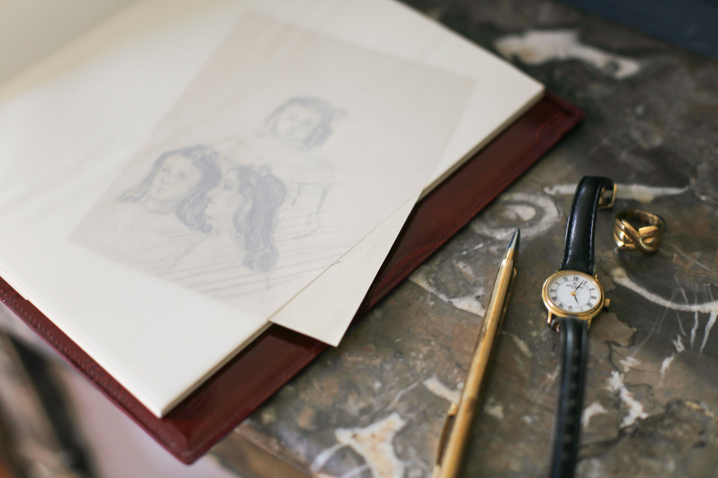 Album photo Cartier vintage en cuir bordeaux