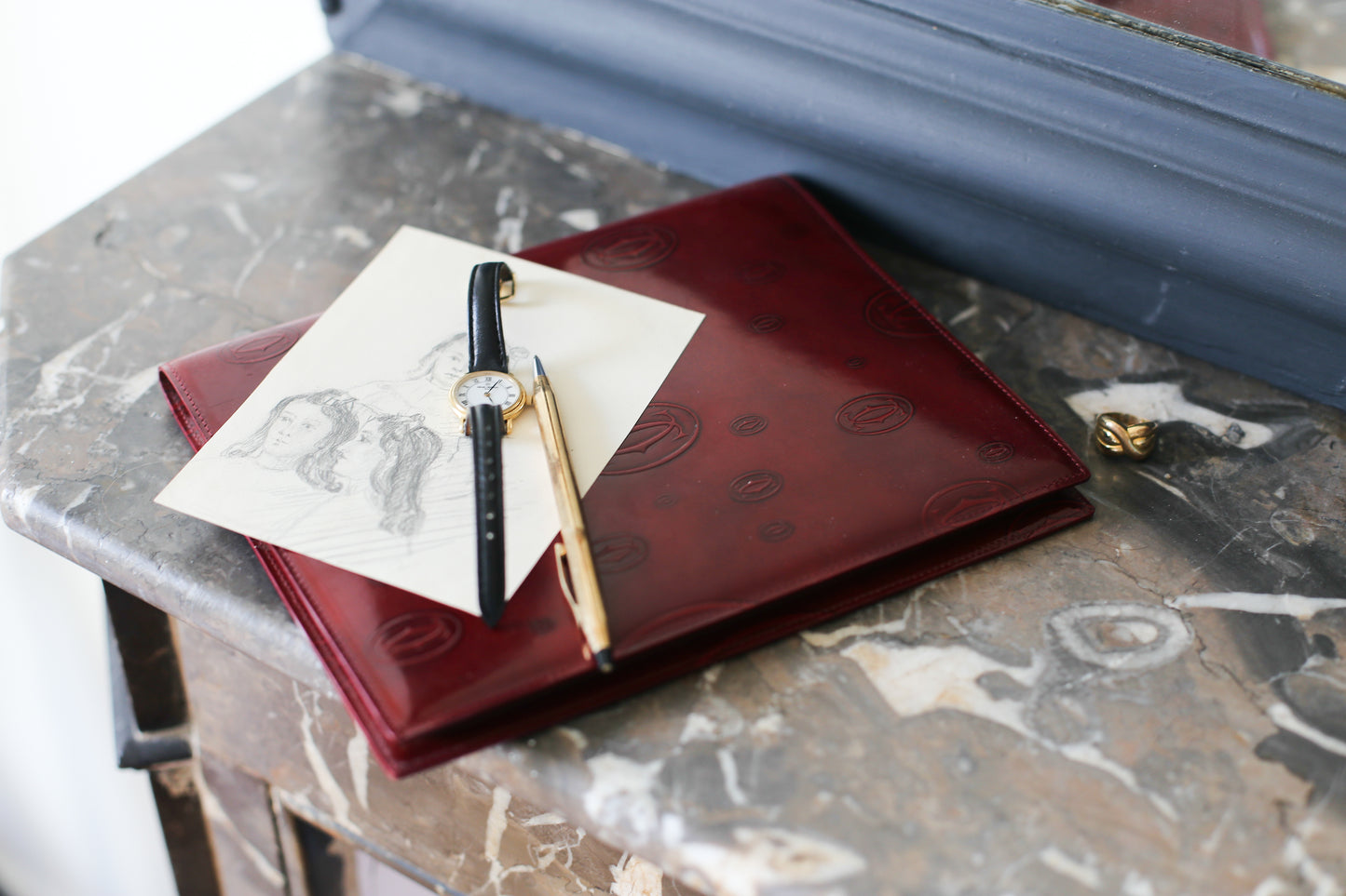 Album photo Cartier vintage en cuir bordeaux