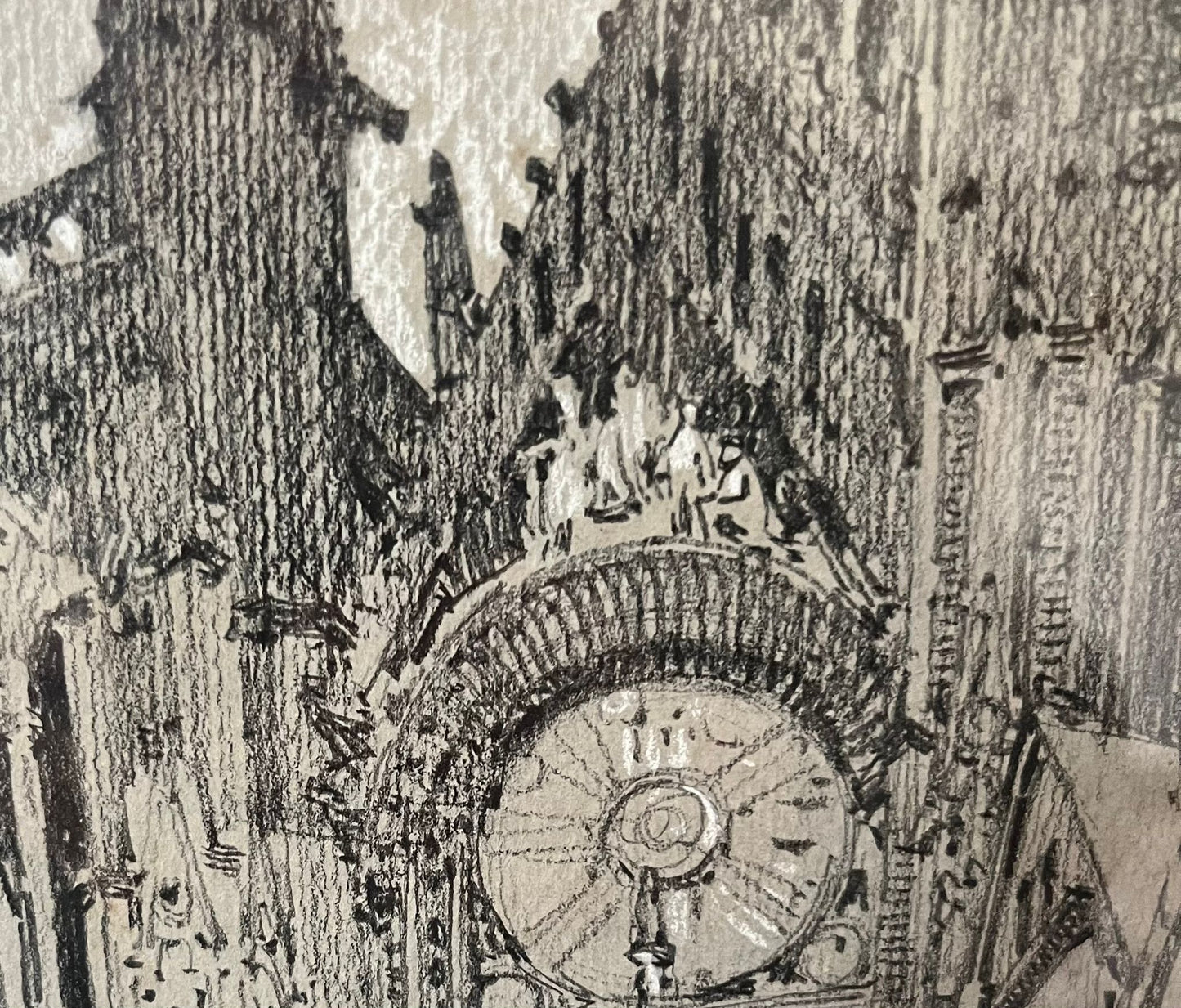 Auguste Drouot (1881-1955) "Cathédrale de Rouen" dessin au crayon