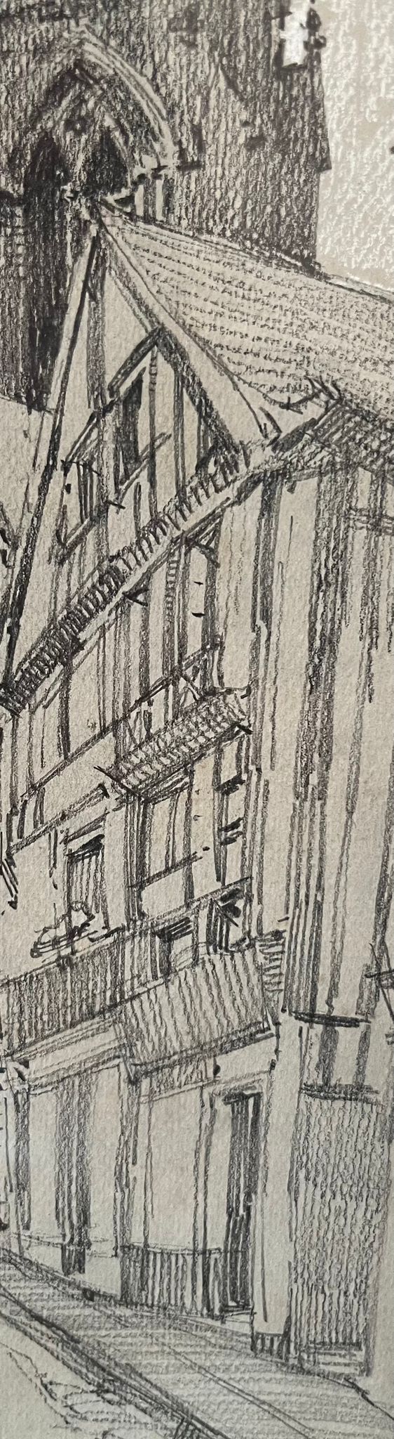 Auguste Drouot (1881-1955) "Cathédrale de Rouen" dessin au crayon