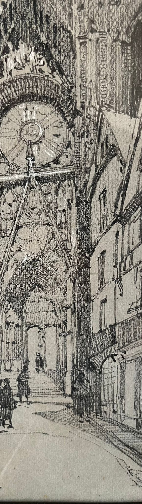 Auguste Drouot (1881-1955) "Cathédrale de Rouen" dessin au crayon