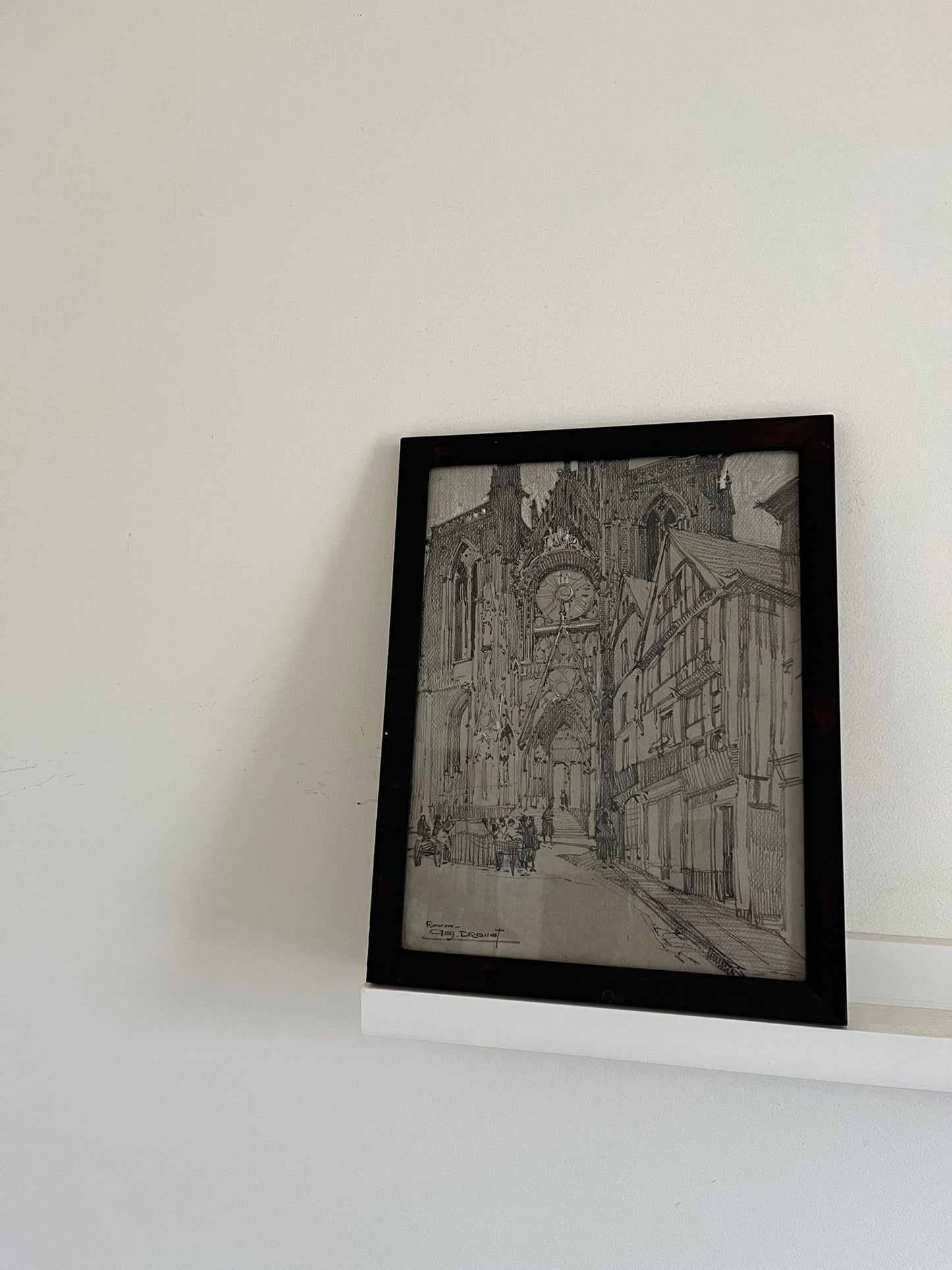 Auguste Drouot (1881-1955) "Cathédrale de Rouen" dessin au crayon