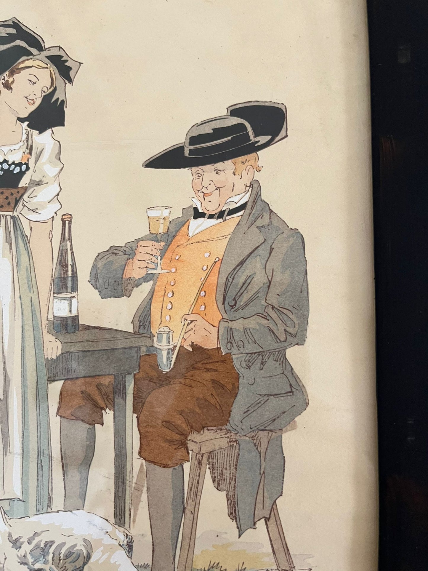E. Maudy (1866 - 1944) Lithographie de l'Alsace représentant un couple en costumes traditionnels