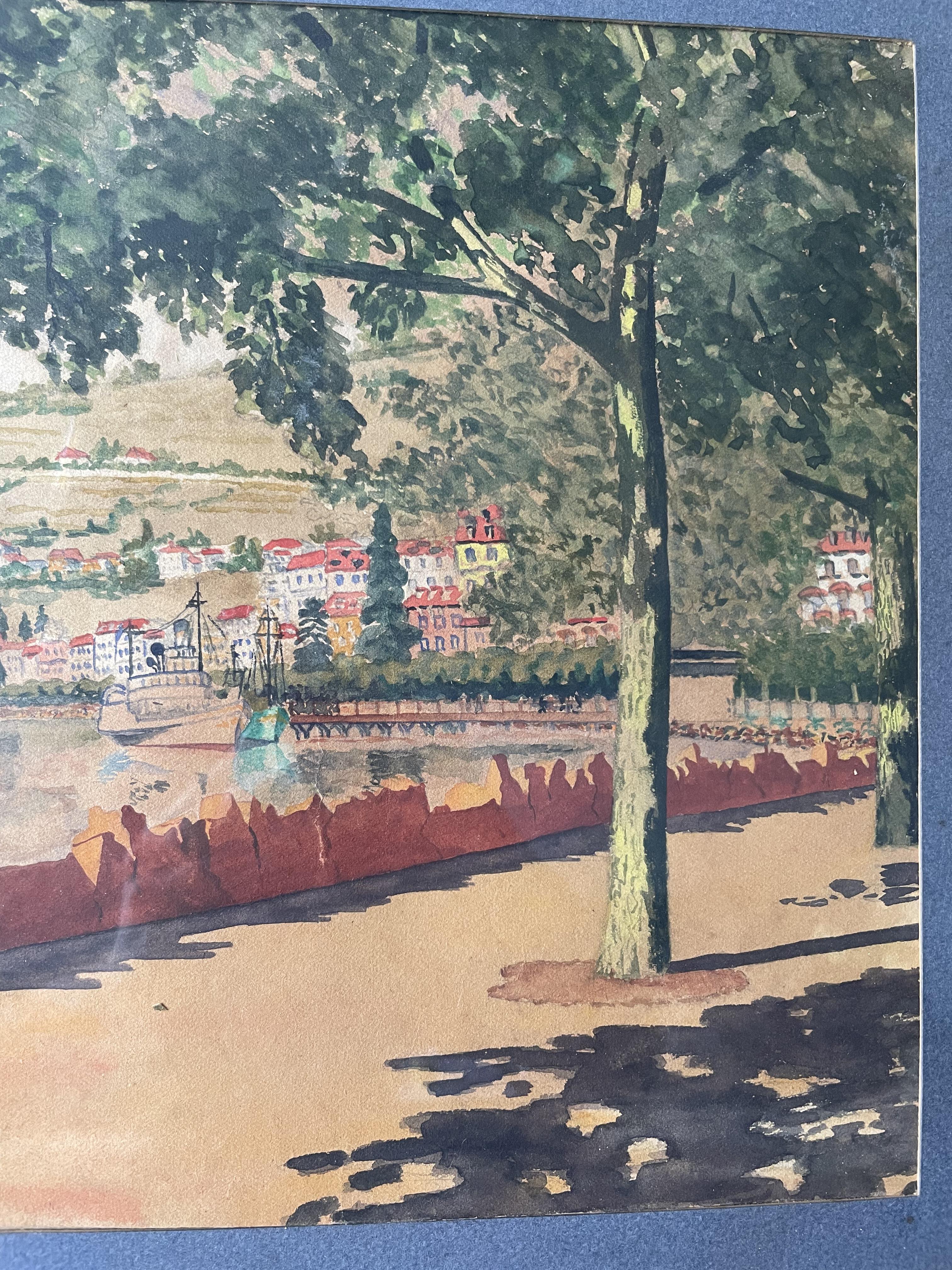 A.Cordeau "Promenade autour du lac" aquarelle