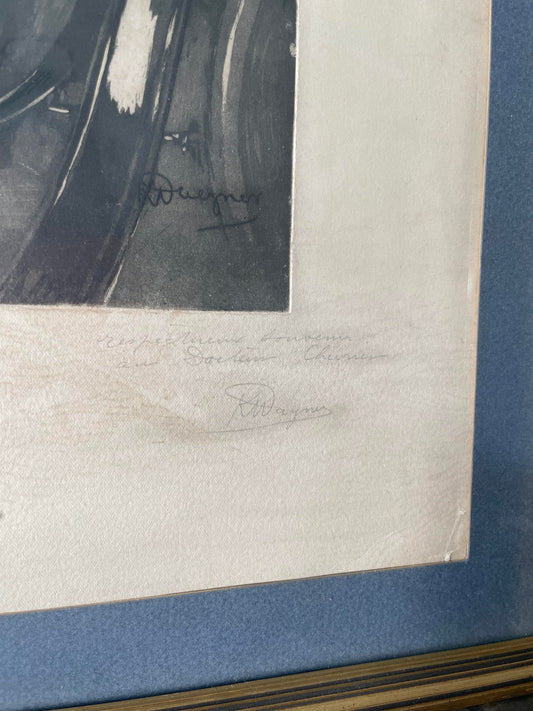 Karl Wagner (1839 - 1929) "jeune fille dans sa calèche" gravure signée manuscritement