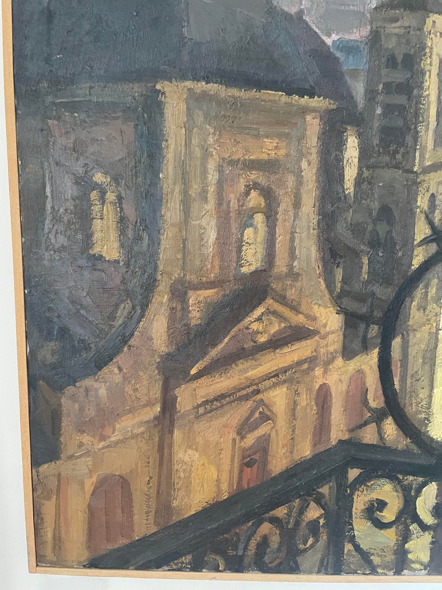 Louis Peyré (1923 - 2012) "Vu du balcon : Le clocher de Saint-Nicolas-du-Chardonnet de nuit" peinture
