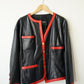 Chanel veste en cuir vintage noire et rouge