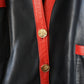 Chanel veste en cuir vintage noire et rouge