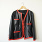 Chanel veste en cuir vintage noire et rouge