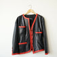 Chanel veste en cuir vintage noire et rouge