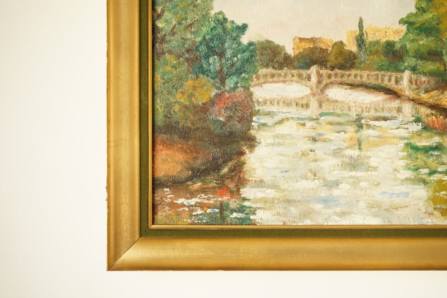 Paysage fluvial - Huile sur toile - Début XXe siècle