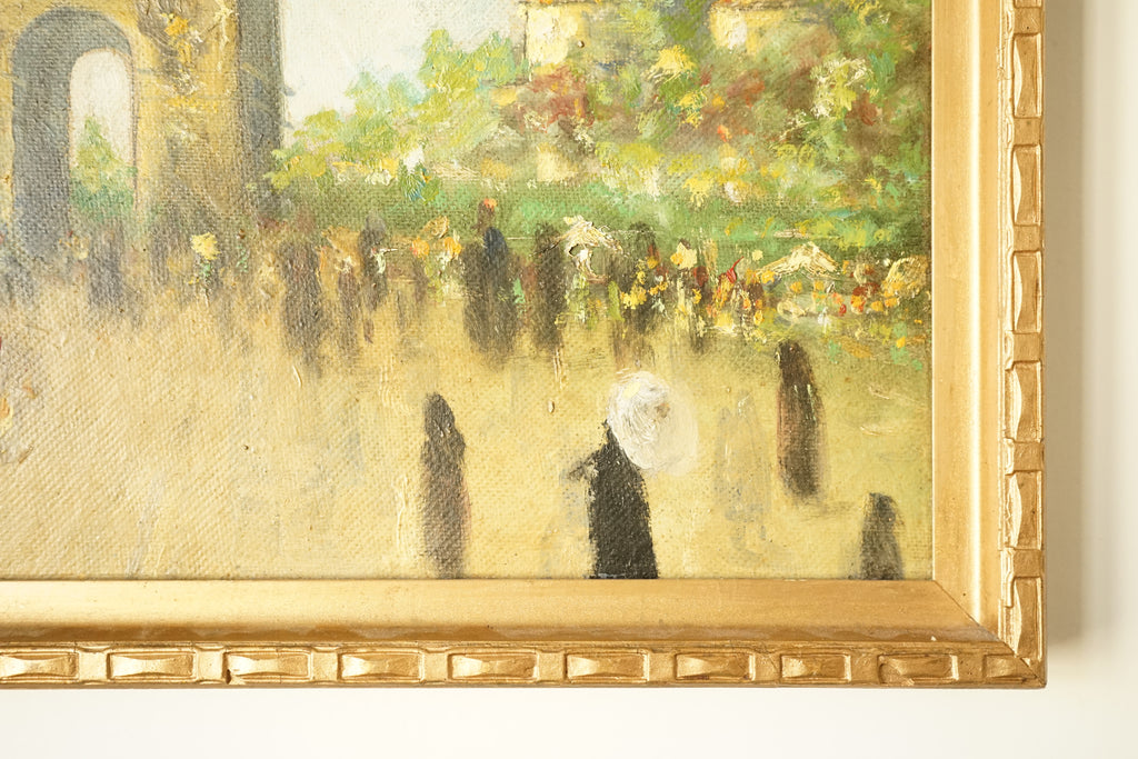 A.Dreqqe "Un dimanche à l'Arc de Triomphe"  Peinture sur bois 1939