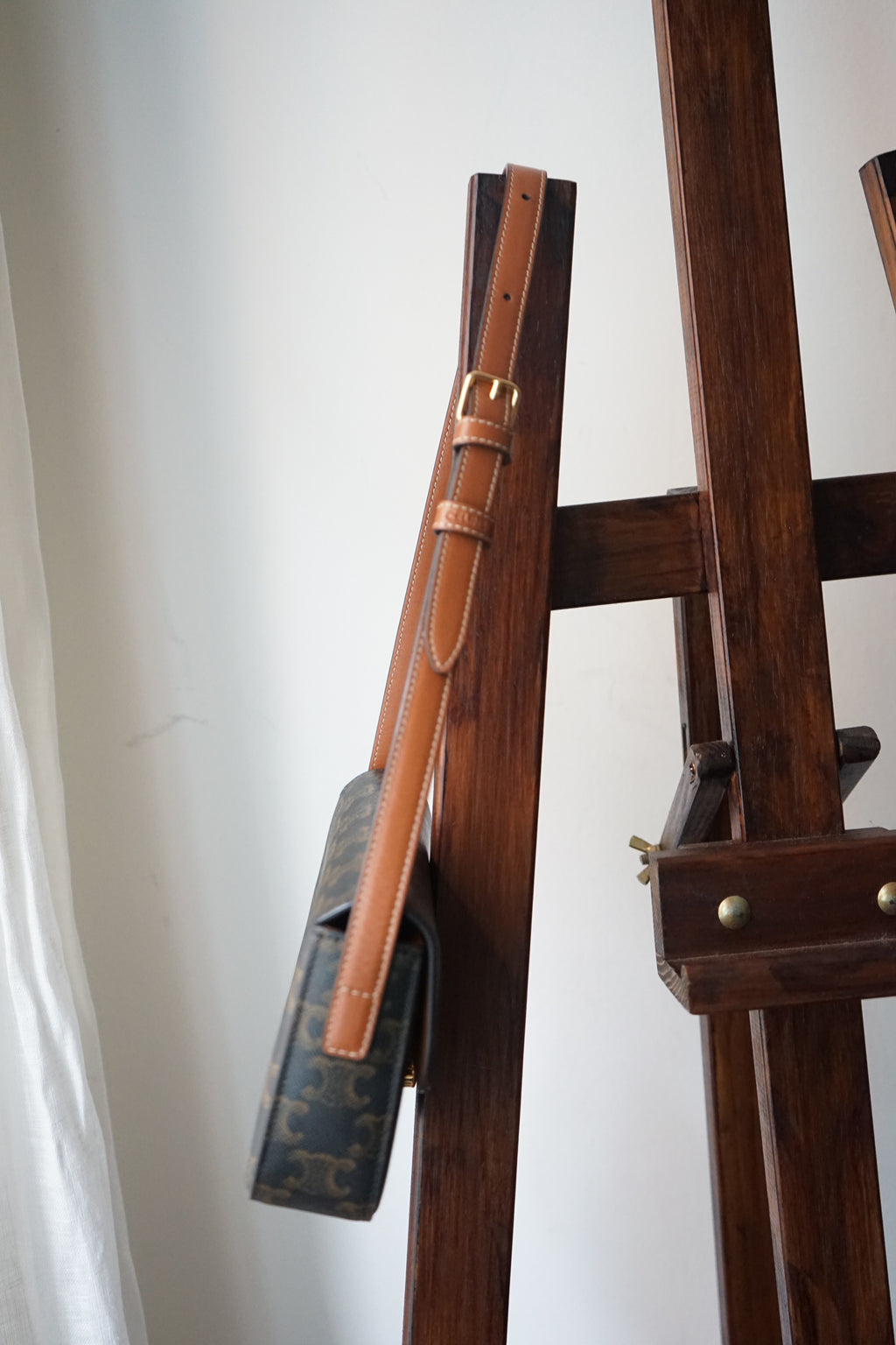 Celine sac à main Triomphe en toile imprimée et veau camel