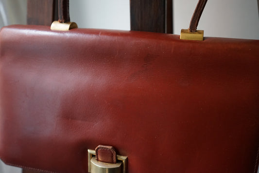 Hermès sac à main vintage modèle brio en cuir cognac
