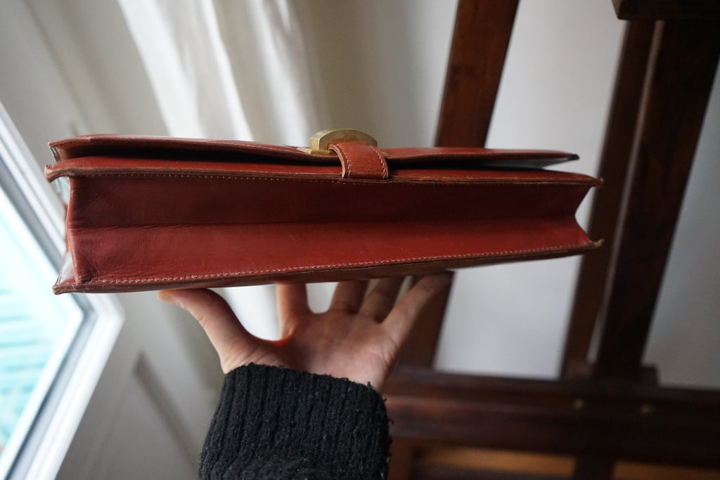 Hermès sac à main vintage modèle brio en cuir cognac