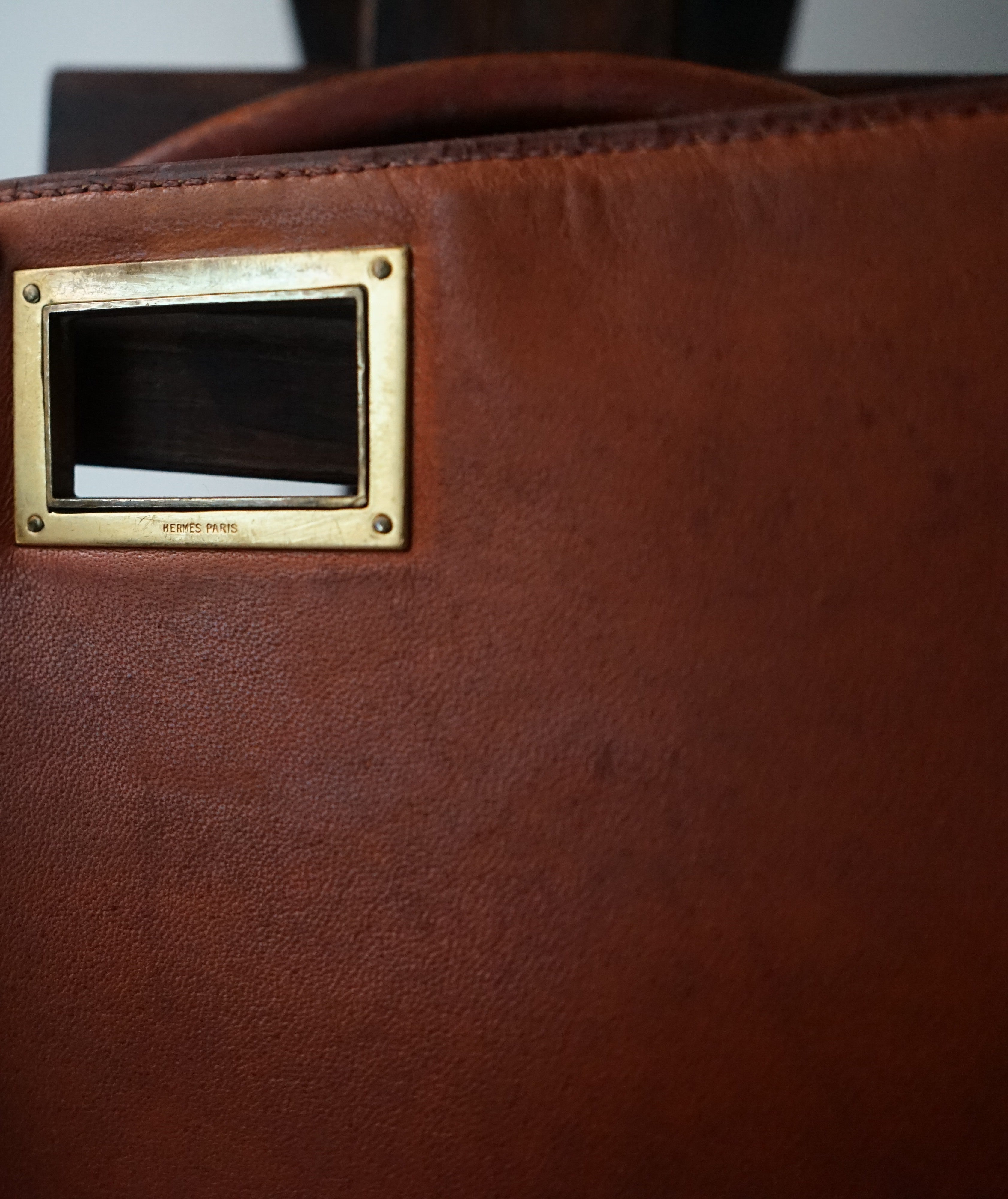 Hermès sac à main vintage modèle brio en cuir cognac