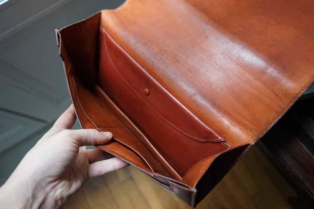 Hermès sac à main vintage modèle brio en cuir cognac