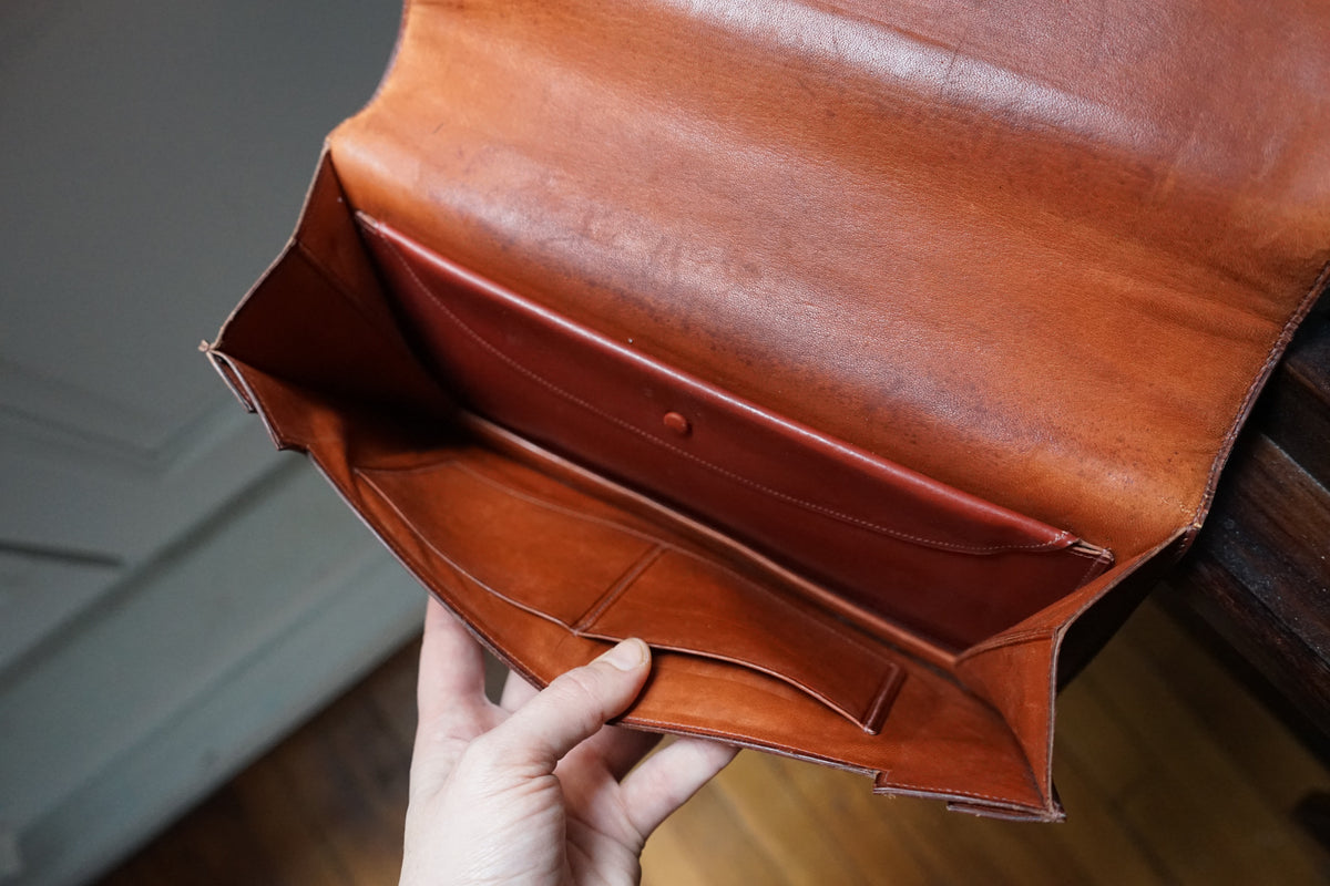 Hermès sac à main vintage modèle brio en cuir cognac