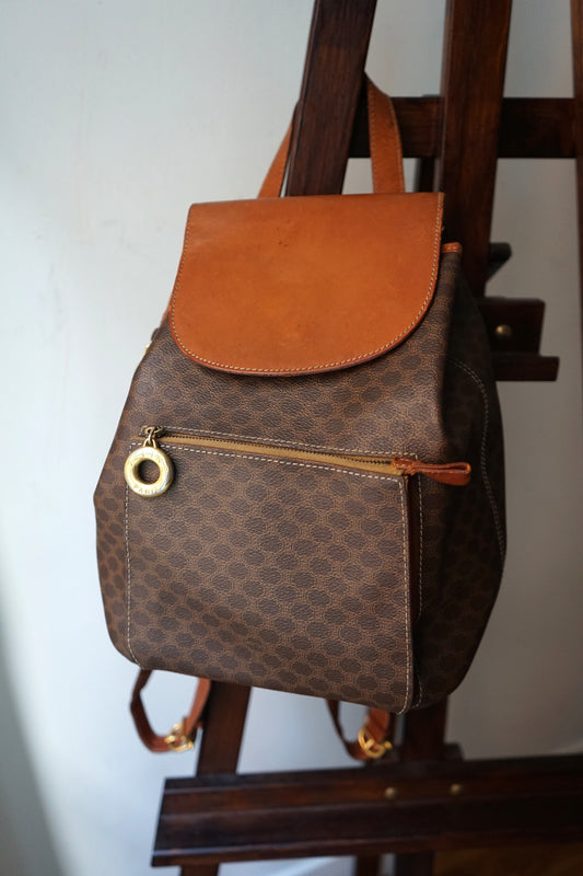 Céline sac à dos en cuir et toile triomphe