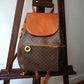 Céline sac à dos en cuir et toile triomphe