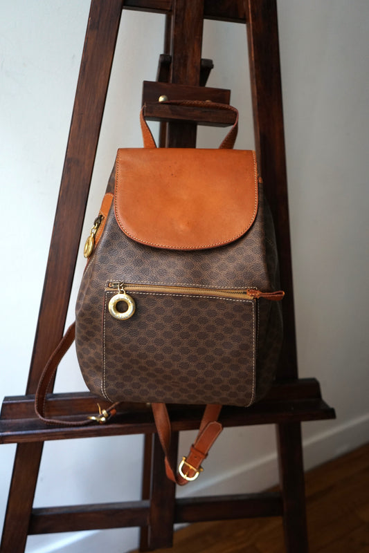 Céline sac à dos en cuir et toile triomphe