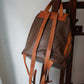 Céline sac à dos en cuir et toile triomphe