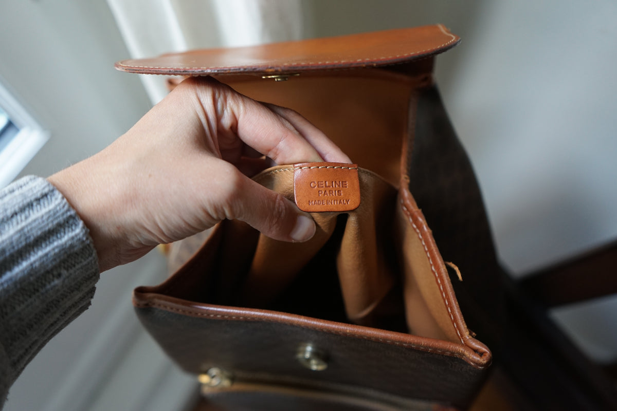 Céline sac à dos en cuir et toile triomphe