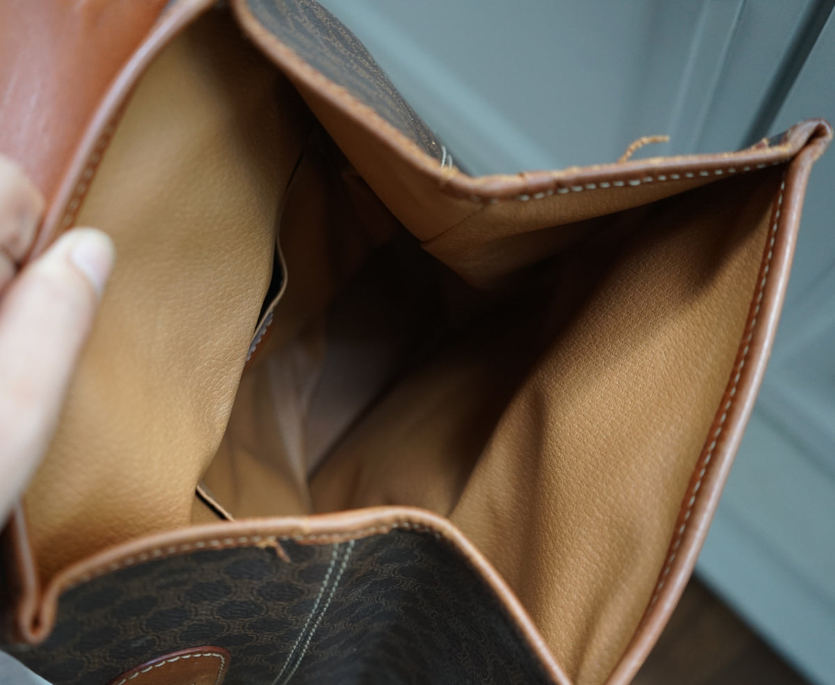 Céline sac à dos en cuir et toile triomphe
