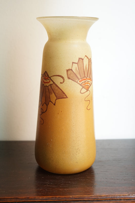 Legras vase en verre émaillé orangé art déco