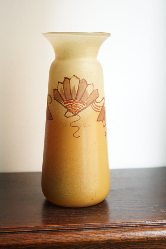 Legras vase en verre émaillé orangé art déco