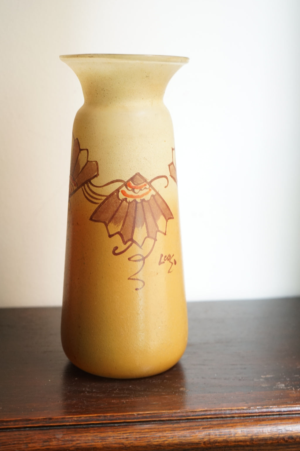 Legras vase en verre émaillé orangé art déco