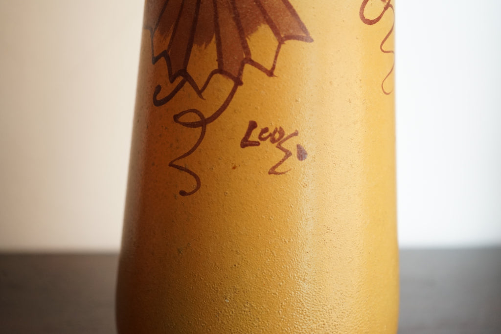 Legras vase en verre émaillé orangé art déco