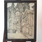 Auguste Drouot (1881-1955) dessin de la cathédrale de Rouen au crayon à papier