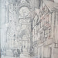 Auguste Drouot (1881-1955) dessin de la cathédrale de Rouen au crayon à papier