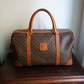 Sac à main Céline modèle Bowling vintage toile et cuir marron/camel