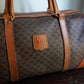 Sac à main Céline modèle Bowling vintage toile et cuir marron/camel
