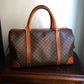 Sac à main Céline modèle Bowling vintage toile et cuir marron/camel