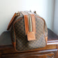 Sac à main Céline modèle Bowling vintage toile et cuir marron/camel