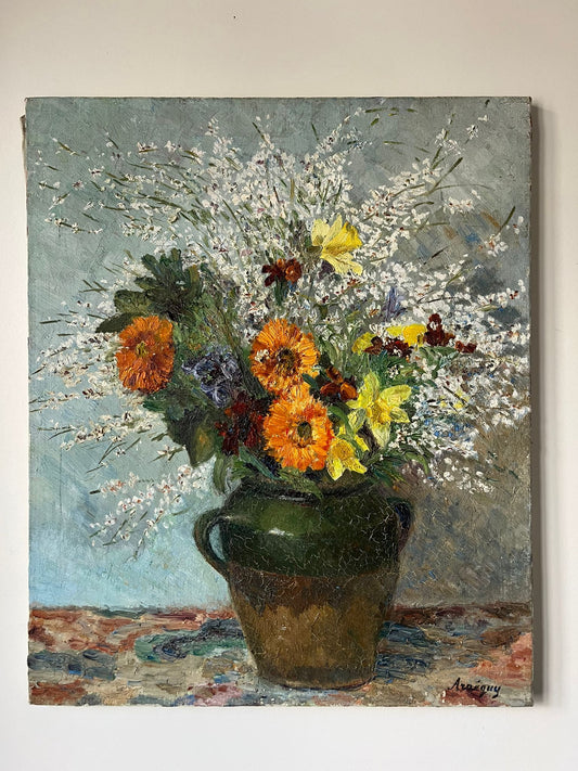 Marc Arnéguy "Nature morte aux fleurs" huile sur toile