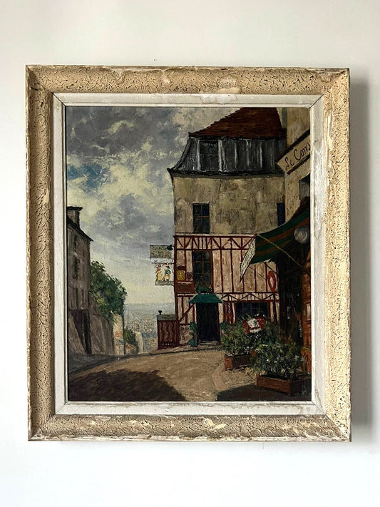 Peinture huile sur toile 'Rue parisienne' CH Chaloy 1953 Ecole de Paris