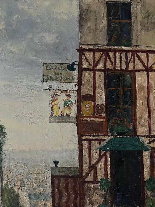 Peinture huile sur toile 'Rue parisienne' CH Chaloy 1953 Ecole de Paris