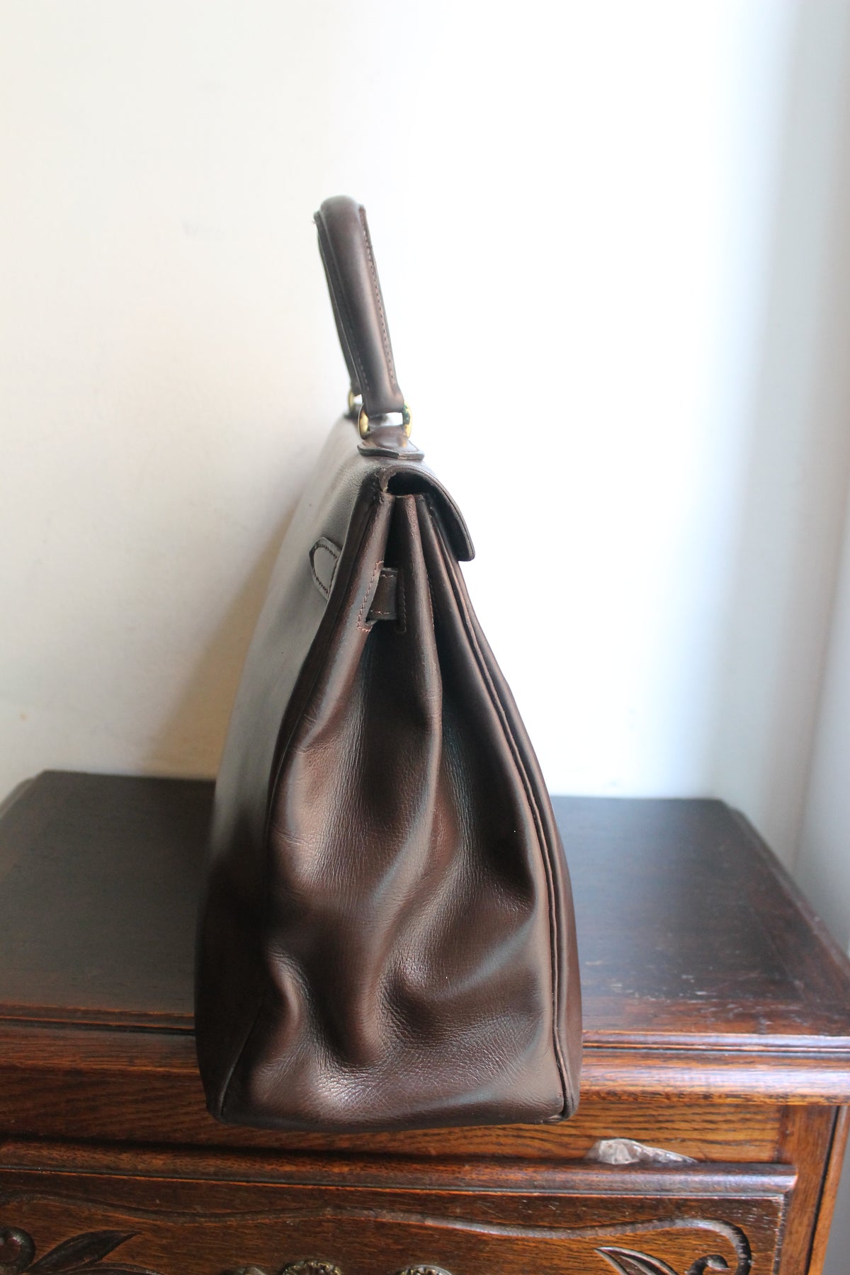 Hermès sac à main modèle Kelly 35 en cuir box marron