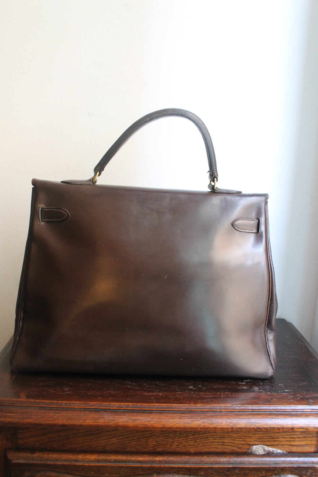 Hermès sac à main modèle Kelly 35 en cuir box marron