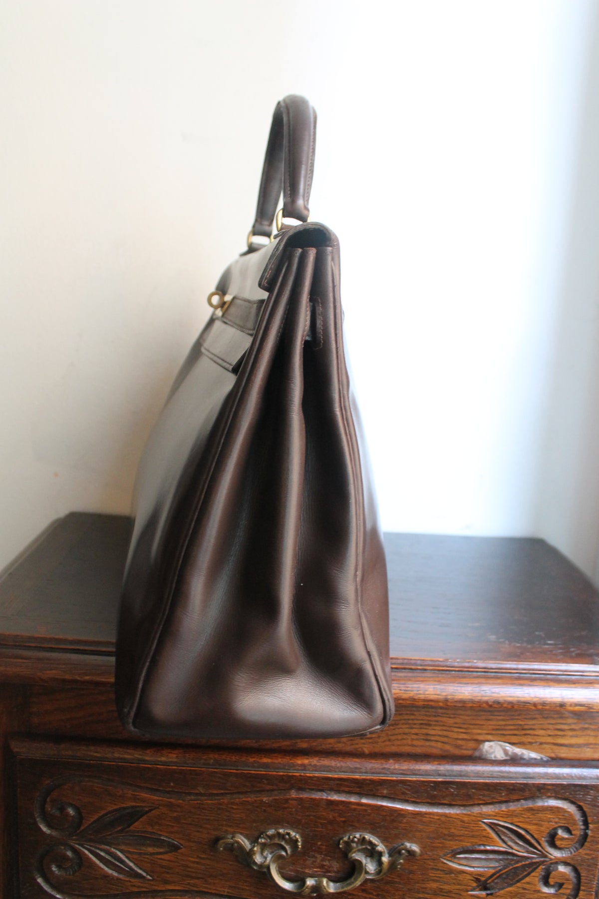 Hermès sac à main modèle Kelly 35 en cuir box marron