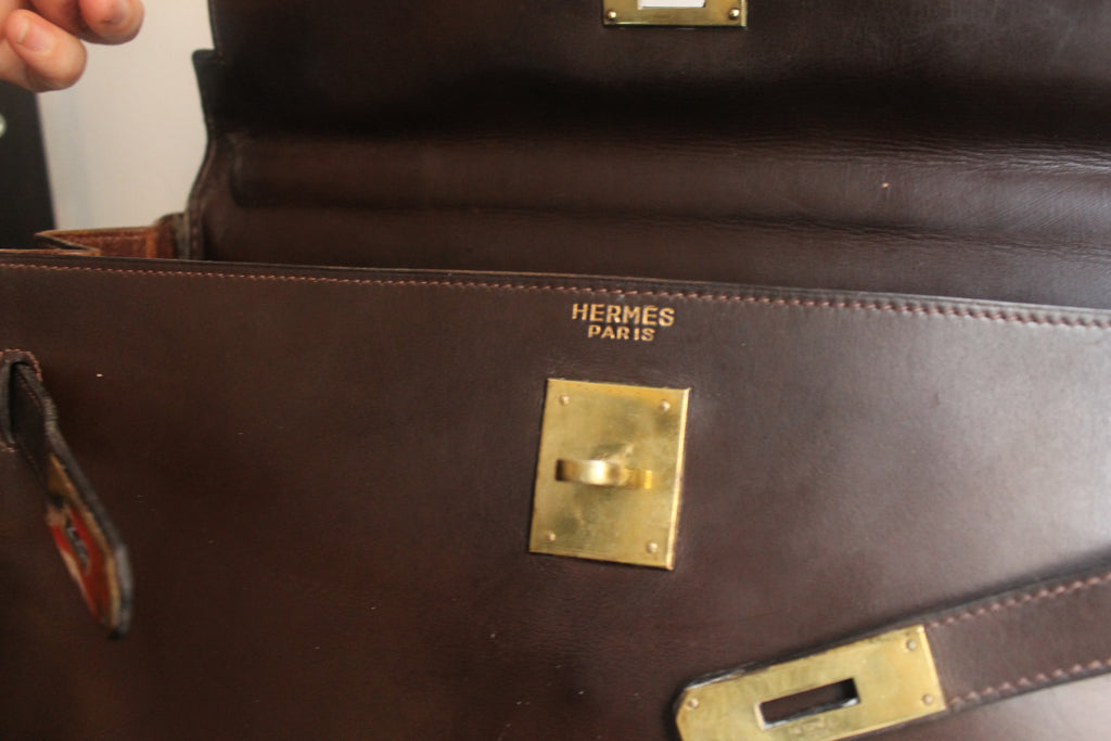 Hermès sac à main modèle Kelly 35 en cuir box marron