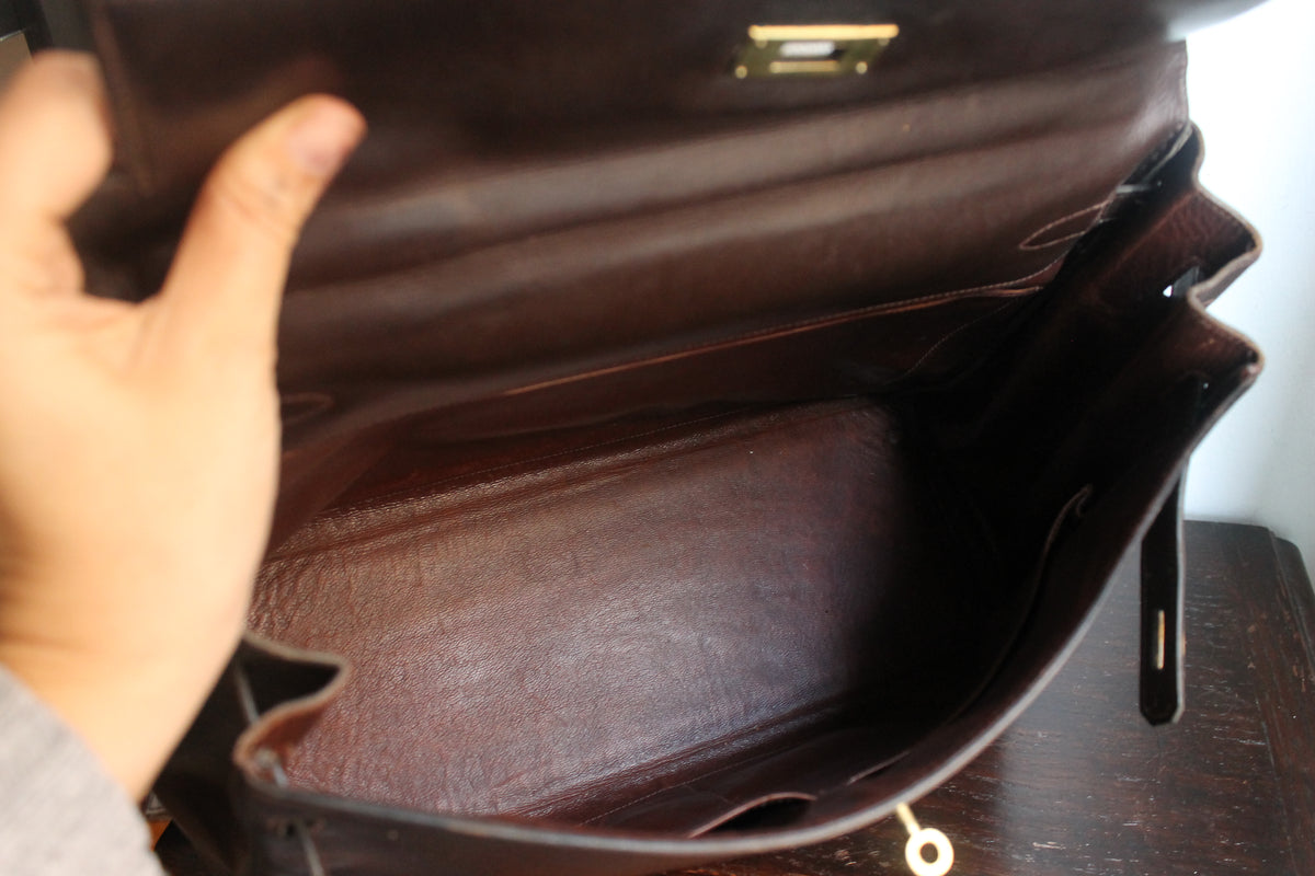 Hermès sac à main modèle Kelly 35 en cuir box marron